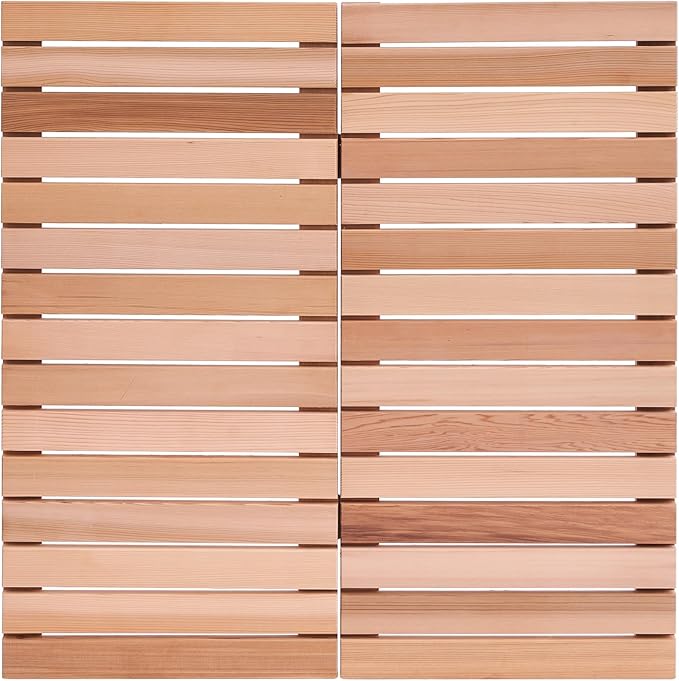 bingaai Cedar Wood Shower Mat, Cedar Wooden Bath Mats, 30" Square Mat, Foldable Wood Bath Mat Non-Slip for Bathroom Bathtub Spa Sauna Garden Home, Wooden Floor Mat Large for Indoor and Outdoor by WhenStyleMeetsPracticality
