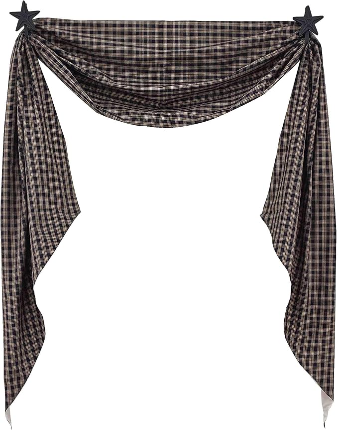 Park Designs Fishtail Swag Curtains - Sturbridge Black, 145" x 25" | Extra Long Window Scarf | 100% Cotton | Primitive & Traditional Home Decor by ParkDesigns