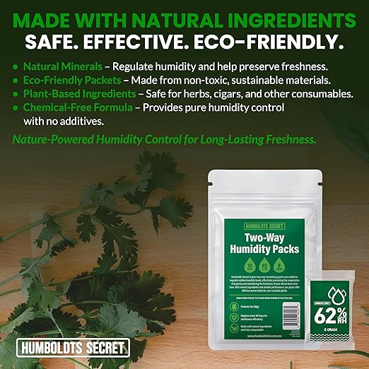 Humboldts Secret 62% Humidity Packs RH 2-Way | Moisture Control Packets for Herbs, Spices, and Cigars with Resealable Bag | Natural Two Way Humidity Control for Fresh Storage | Pack of 10 - Image 2