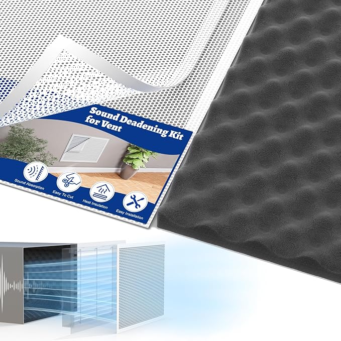 Sound Deadening Kit for Vent, Sound Proof Foam Panel and Vent Covers for Noise Reducing, 5.38 Sqft Acoustic Foam Panels & 2 Pcs 10"× 14" Mesh Vent Covers for Registers, Grilles & Vents by Wintcomfort