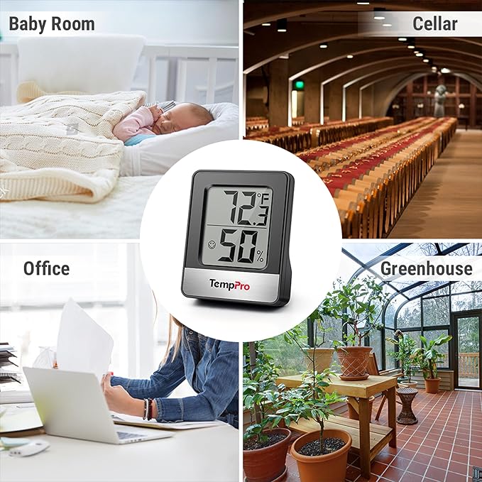 TempPro TP49 3 Pieces Digital Hygrometer Indoor Thermometer Humidity Meter Mini Hygrometer Thermometer with Temperature and Humidity Monitor Room, Black (Previously ThermoPro) - Image 6