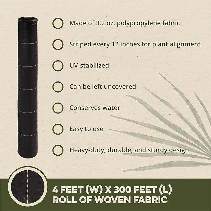 Dewitt 24-Pack Sunbelt Weed Barrier Fabric 3.2 oz, 4 x 300 Feet – Heavy-Duty Ground Cover Mat for Greenhouse Floors, Garden Rows, Raised Beds, Yard Gardening, and Outdoor Landscape Protection - Image 2