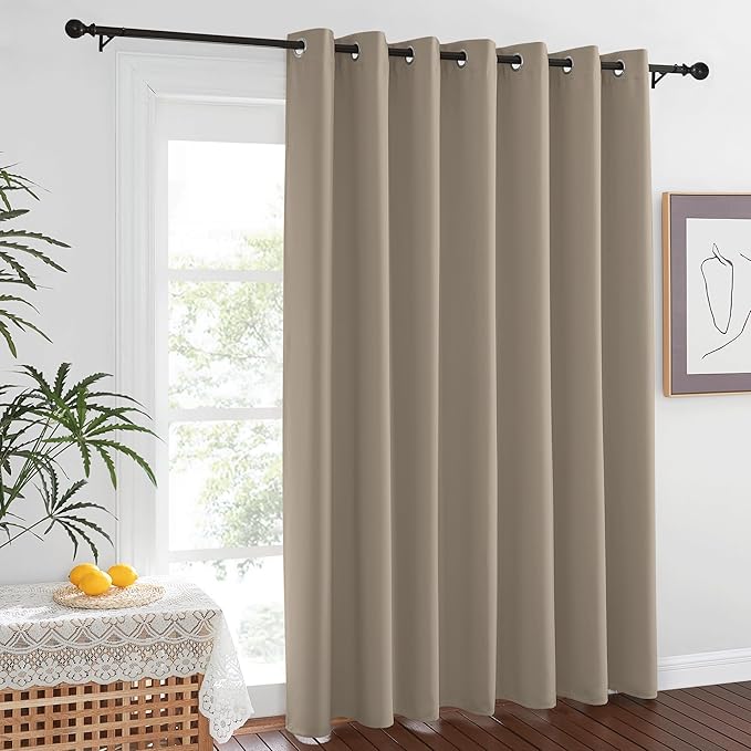 NICETOWN Blackout 84 inch Curtains for Sliding Glass Door, Grommet Thermal Insulated Room Darkening Window Treatment Sound Reducing Drapes for Room Divider, Taupe, 1 Panel, W100 x L84 by NICETOWN