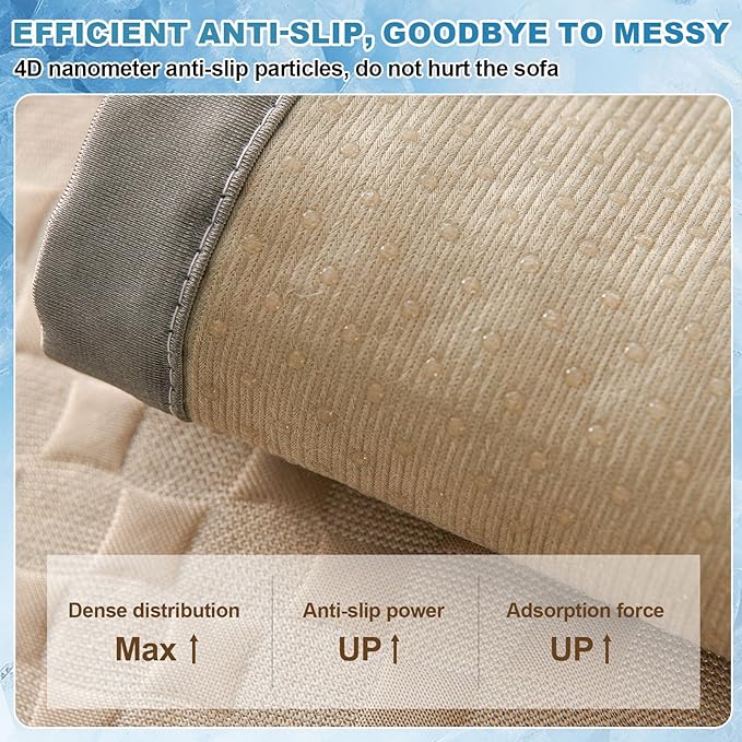 OTOB Cooling Dog Couch Cover Ice Silk Fiber, Washable & Non Slip Pet Mat Sofa Slipcovers, Soft Dog Bed Couch Covers Cooling Mat, Durable Pet Friendly Furniture Protector All Seasons (Khaki, 28"*59") - Image 8