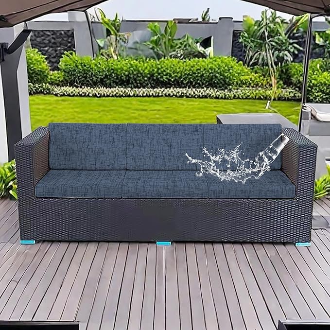 14Pcs Stretch Patio Cushion Covers Outdoor Couch Cover Replacement,Outdoor Textured Sofa Covers for Patio Couch,Washable Furniture Cover (Navy Blue,Cushions Not Included) - Image 8