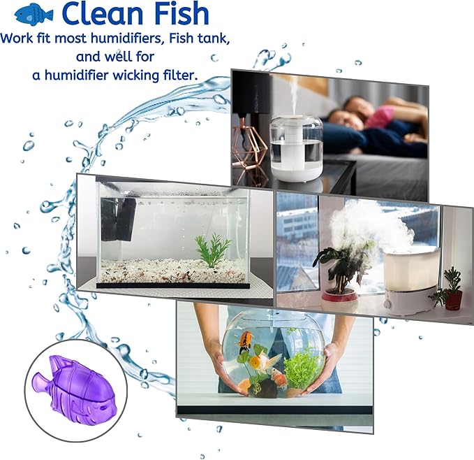 Nispira 12 Fish Universal Demineralization Cleaners for Protec Guardian Aquastick Humidifiers Ultrasonic Evaporative Dehumidifiers Hard Water Removes White Dust Odor - Image 3