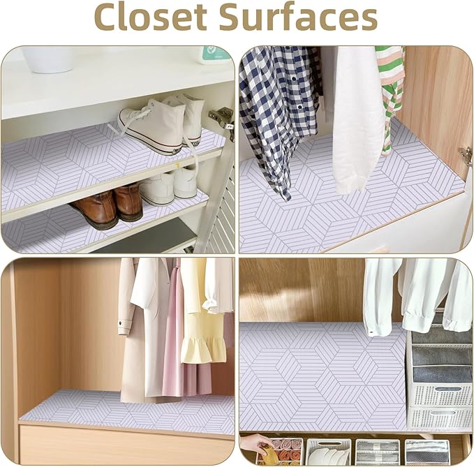 Shelf Liners for Kitchen Cabinets 24in x 30FT, Non Adhesive Cabinet Liner Strong Non-Slip Thickened Silver Geometric Easy to Clean for Shelf, Cabinet, Refrigerator with Knife and Tape Measure - Image 7