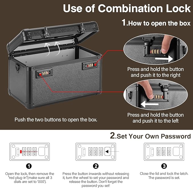 Medicine Lock Box, Lockable Storage Box for Drugs, Childproof Medication Storage with Combination Lock for/Dorms/Outdoor/Home Personal Pill Organizers (Small 10.2x6.8x6.9 Inch) Black - Image 7
