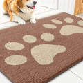 Smiry Dog Door Mat for Muddy Paws, Absorbs Moisture and Dirt, Low-Profile Entryway Mat with Non-Slip Backing, Entry Indoor Outdoor Doormat for Inside Floor (30x20 Inches, Camel, Paw) by Smiry