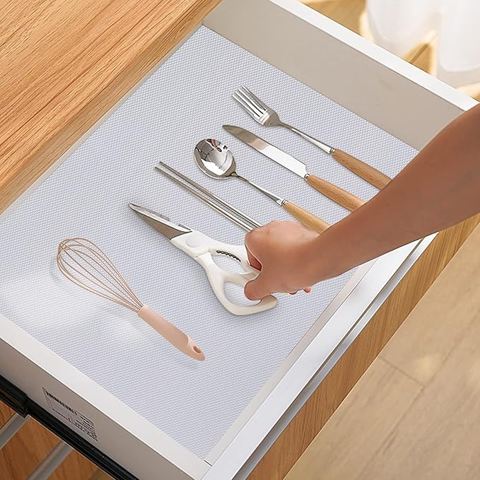 Kitchen Shelf Liner Drawer Liners, Non-Adhesive Refrigerator Liners Waterproof Fridge Mats with Strong Durable Kitchen Cabinets Mat for Drawers, Shelves, Pantry White - Image 5