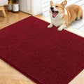 OLANLY Dog Door Mat for Muddy Paws 40x32, Absorbs Moisture and Dirt, Absorbent Non-Slip Washable Doormat, Quick Dry Chenille Mud Mat for Dogs, Entry Indoor Entryway Carpet for Inside Floor, Red by OLANLY