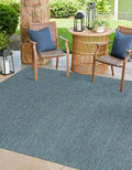 Unique Loom Outdoor Solid Collection Area Rug (5' 3" Square Teal/Navy Blue) by UniqueLoom