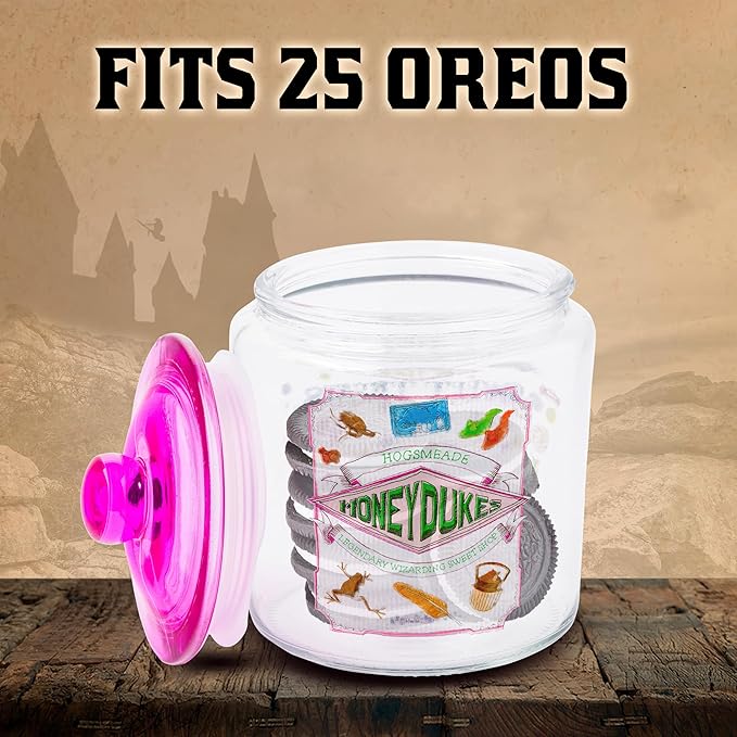 Silver Buffalo Harry Potter Hogsmeade Honeydukes Treats Glass Cookie Snack Candy Jar With Lid (Small) - Image 4