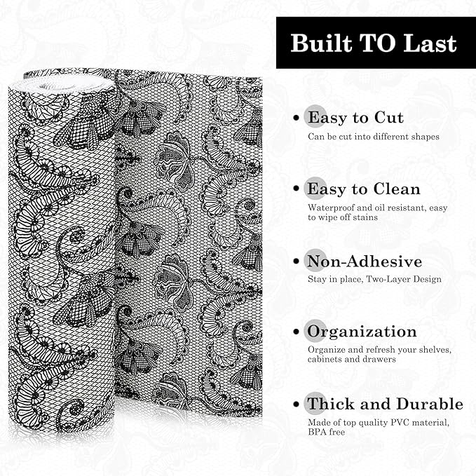 Drawer and Shelf Liner, Non-Slip Kitchen Cabinet Liners Non-Adhesive Thick Strong Grip Waterproof Washable Mats Protect Dresser Shelves Cupboard Bathroom Cabinets, Boho: Floral, 12 in X 10 FT - Image 4