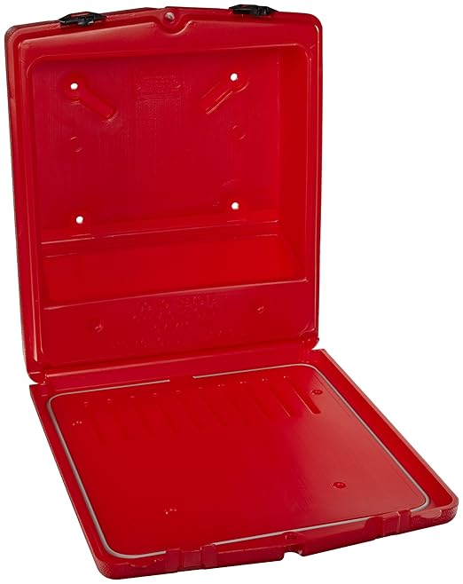 Justrite 23306 Polyethylene Large Front Opening Document Storage Box, 13-1/8" Width x 15-3/4" Height x 3-9/16" Depth, Red (Case of 10) - Image 2