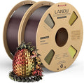 LANDU Silk Tri-Color PLA Filament 1.75mm 2Kg, 2Pcs 1KG Triple Color Silk PLA Filament, Silk Bundle PLA Filament, Neatly Wound 3D Printer Filament, Multicolor Filament +/-0.02mm, Black Red Gold by LANDU