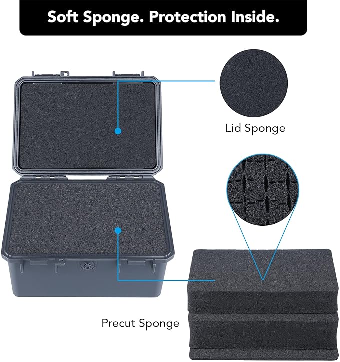 Lykus HC-1830 Mini Hard Case Dry Box with Foam Insert, Interior Size 7.1x4.7x3.7 in, IP66 Splash-Proof, Suitable for Cellphones, Tools, Small Devices and More - Image 2