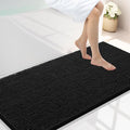 Smiry Luxury Chenille Bathroom Rugs 45x27, Extra Soft and Absorbent Shaggy Bath Mat, Machine Washable, Non-Slip Plush Carpet Runner for Tub, Shower, and Floor, Home Decor Accessories, Black by Smiry