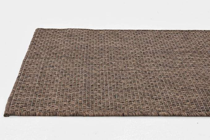 Unique Loom Collection Casual Transitional Solid Heathered Indoor/Outdoor Flatweave Area Rug (2' x 6' 1" Runner, Light Brown/Ivory) - Image 5