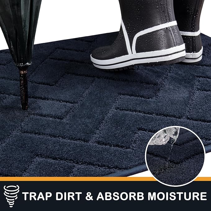 PURRUGS Dirt Trapping Door Mat 24" x 35.5", Non-Slip Machine Washable Entry Rug, Dog Doormat, Indoor Front Door Mat, Super Absorbent Entryway Rug for Muddy Shoes & Paws, Navy Blue - Image 5