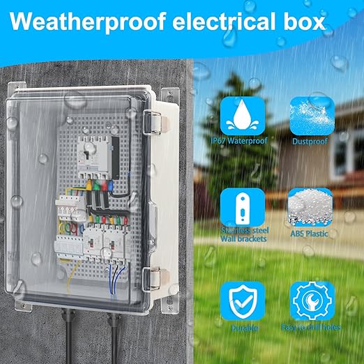 Waterproof Electrical Box, IP67 Junction Box Stainless Steel Latch Hinged Clear Cover Project Enclosure with Wall Bracket 5.9"x5.9"x3.5" - Image 2
