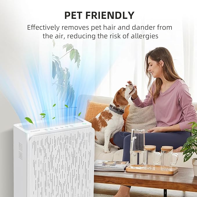 AromaRoom Air Purifiers for Large Rooms up to 2100 Sq Ft, HEPA 14 Air Purifier with Smart PM 2.5 Sensor, Portable Filter Air Cleaner for Smoke, Allergies, Pet Dander,Bedroom, Office - Pearly White - Image 6