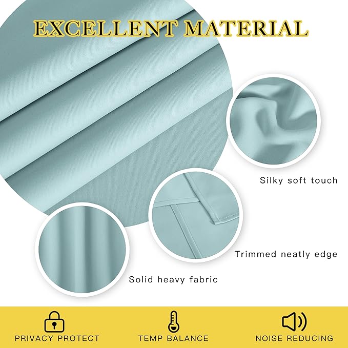 NICETOWN Sliding Door Curtain 84 inches Long, Grommet Privacy Darkening Window Treatment Sound Reducing Room Divider for Bedroom/Kids Room, 1 Panel, Sky Blue, W100 x L84 - Image 3