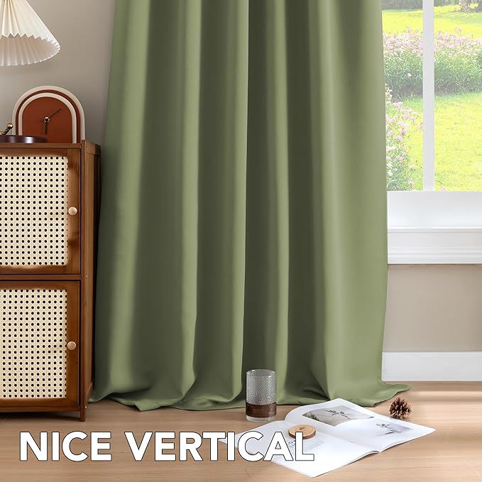 H.VERSAILTEX Blackout Curtains for Living Room Thermal Insulated Window Treatment Panels Room Darkening Blackout Drapes Back Tab/Rod Pocket Bedroom Draperies, 52 x 84 Inch, Sage, 2 Panels - Image 8