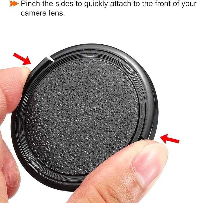 PATIKIL Camera Lens Cap, 2 Pack Sides Pinch Front Lens Cover with Microfiber Cleaning Cloth for 55mm Thread Universal DSLR Lenses for Nikon, for Fujifilm, for Pentax, for Leica - Image 4