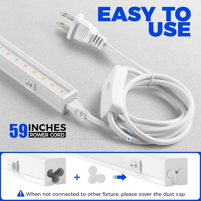 Barrina Grow Lights for Indoor Plants, Full Spectrum Sunlight, 2ft 40W (4 x 10W, 250W Equivalent), LED Grow Light Bulbs, T5 Grow Lights, Plug and Play, Pinkish White, 4-Pack - Image 8