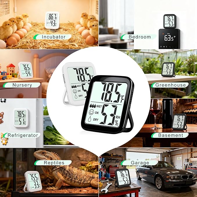 Antonki 2 Pack Room Thermometer for Home, Hygrometer Indoor Humidity Meter Gauge, Digital Temperature and Humidity Sensor Monitor for House, Terrarium, Incubator, Greenhouse - Battery Included - Image 3