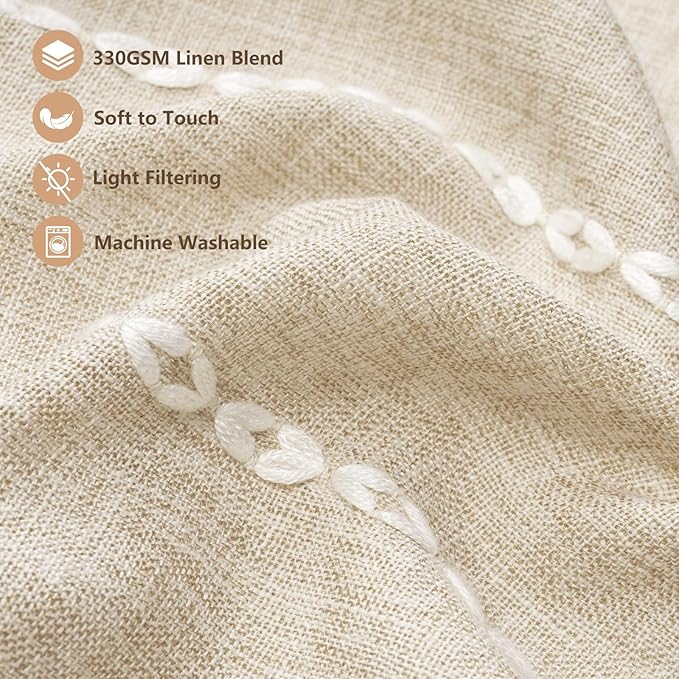 Beige Boho Farmhouse Window Curtain with Tassels, 30 x 36 Inch Light Filtering Sheer Short Cafe Window Curtain Tier, Linen Textured Pleated Small Window Drape for Kitchen or Bathroom, 1 Panel - Image 3