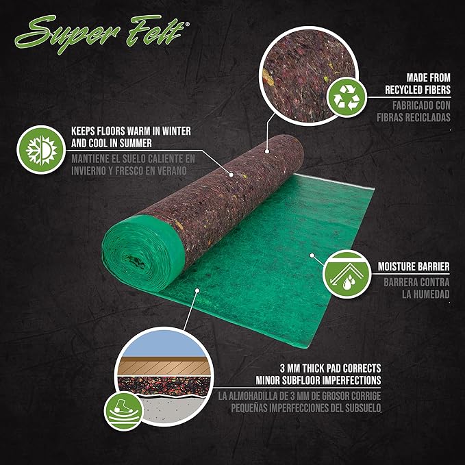 ROBERTS Super Felt Underlayment - 100 sq. ft. Roll - 44" x 27.3' x 3 mm - Image 2