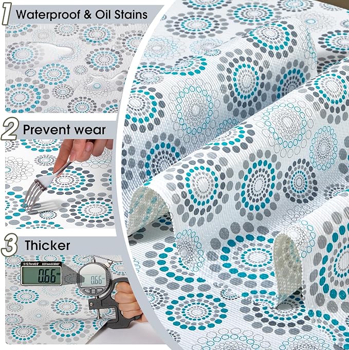 Drawer and Shelf Liner, Non-Slip Kitchen Cabinet Liners Non-Adhesive Thick Strong Grip Waterproof Washable Mats Protect Dresser Shelves Cupboard Bathroom Cabinets, Spiral, 18 in X 10 FT - Image 6