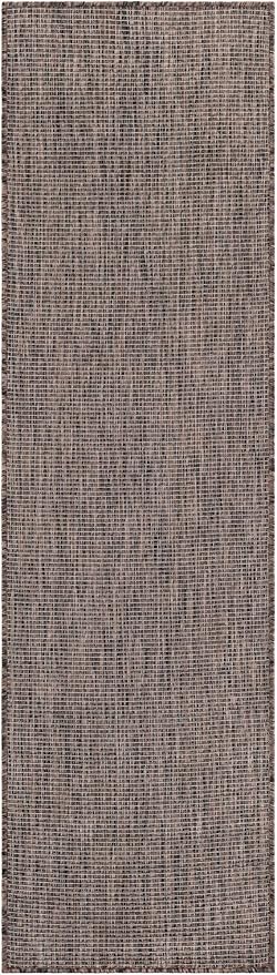 Unique Loom Outdoor Solid Collection Area Rug (2' x 7' 1" Runner Light Brown/Ivory) - Image 3