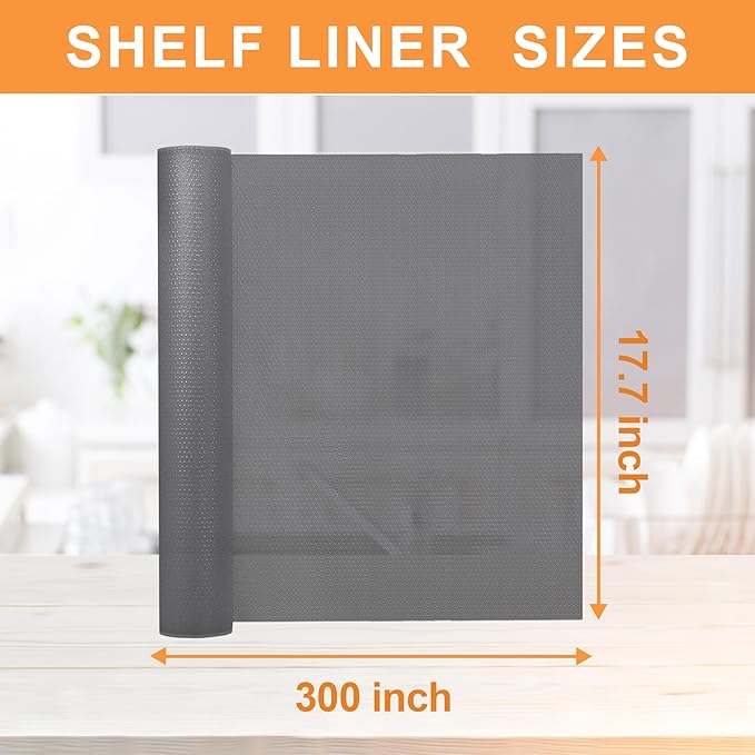FLPMIX Kitchen Cabinet Liner 17.7-Inch: Translucent Gray Cabinet Drawer Liner - Waterproof Clear Refrigerator Shelf Mat for Pantry Cupboard 17.7" x 300" - Image 9