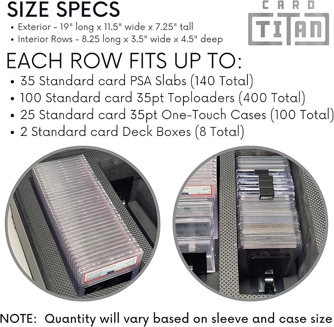 Vault Trading Card Storage Box - Lockable Sports Cards Hard Case with Spring-Loaded Pushers for Top Loaders & Graded Cards - 4 Row - Image 5