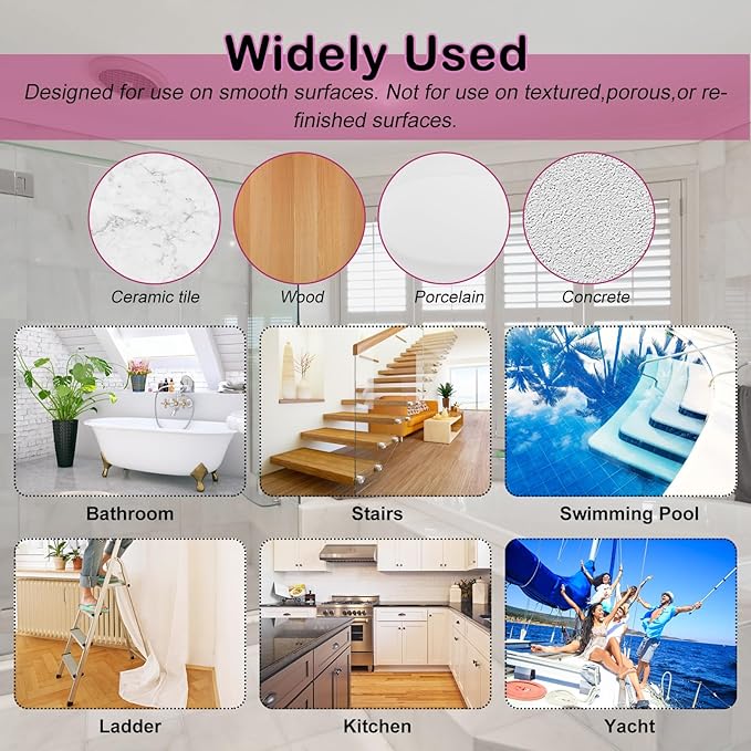 S&X Non-Slip Bathtub Shower Stickers 12-Pack Anti-Skid Strips, Waterproof Adhesive Safety Decals, Fine Grit Tread for Steps, Stairs, Pools, Boats, and Floors - Purple - Image 7