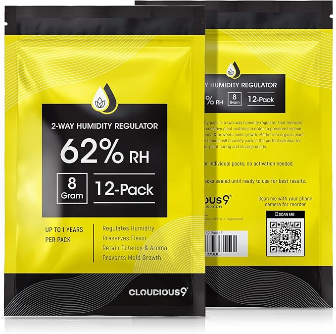 Cloudious9-62% 2-Way Humidity Pack Regulator 8 Gram - 12 Count Pack for Humidors Herb Flower - Individually Sealed Bag – Solution for Convenient Humidification - Image 6