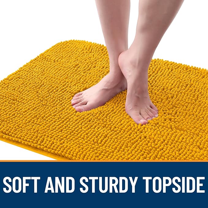 OLANLY Dog Door Mat for Muddy Paws 34x21, Absorbs Moisture and Dirt, Absorbent Non-Slip Washable Doormat, Quick Dry Chenille Mud Mat, Entry Indoor Entryway Carpet for Inside Floor, Golden Yellow - Image 4