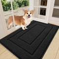 Smiry Dog Door Mat for Muddy Paws, Absorbs Moisture and Dirt, Low-Profile Entryway Mat with Non-Slip Backing, Entry Indoor Outdoor Doormat for Inside Floor (36x24 Inches, Black, Bordered) by Smiry