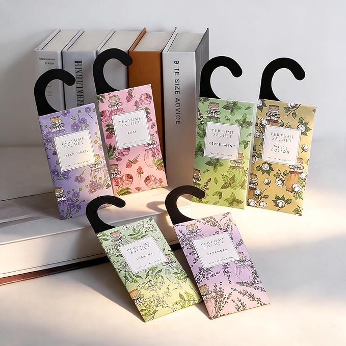 ROSE COTTAGE Large 12 Packs Hanging Closet Deodorizer Air Freshener Scented Sachets Long Lasting Smell Goods 6 Scents Option - Lavender, Linen, Cotton, Mint, Jasmine, Rose - Image 6