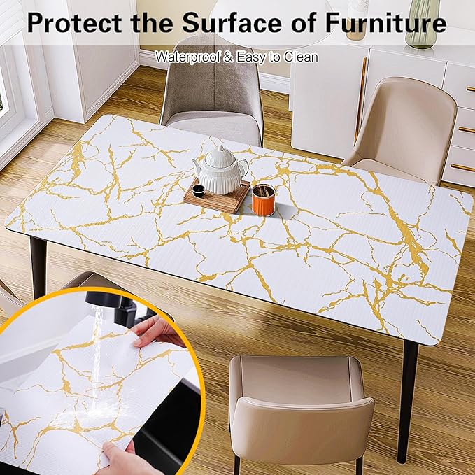 Drawer and Shelf Liner for Kitchen Cabinet,Non-Adhesive Cabinet Liner 18in x 30FT,Waterproof Shelf Paper Non-Slip Mats Cupboard Liners Contact Protect Dresser/Shelves/Table-Gold Marble - Image 7