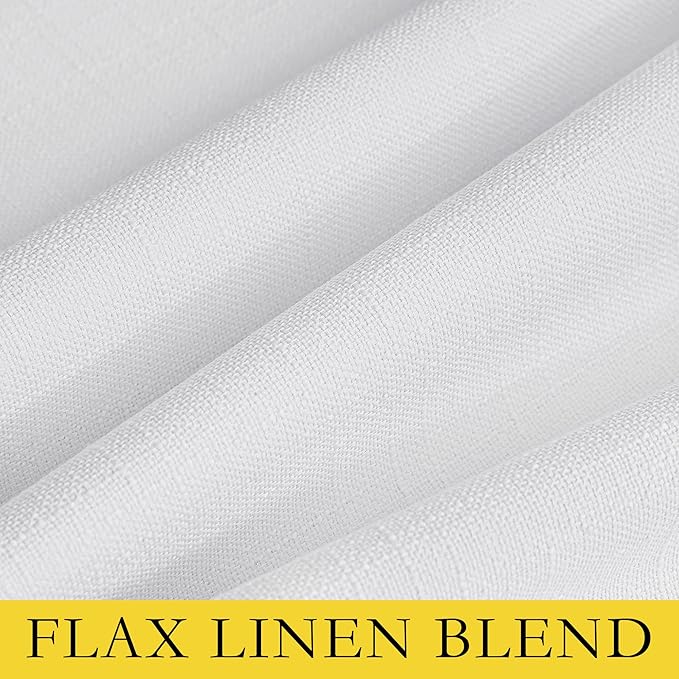NICETOWN 100% Absolutely Blackout Linen Curtains with Thermal Insulated White Liner, White, 52 inches Wide, 102 inches Length Energy Saving Curtains for Living Room 2 Panels Set, Vertical Blinds - Image 8