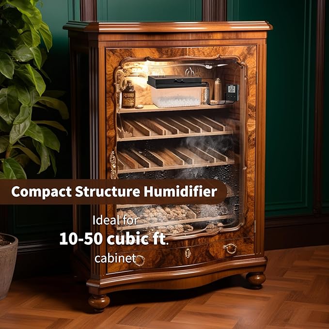 Briidea Electric Humidifiers for Cabinet (10-50 Cubic Ft.), 30% RH~80% RH Humidity Setting Values, Perfect Monitoring Temperature and Humidity, 12V Adapter Power Supply - Image 7