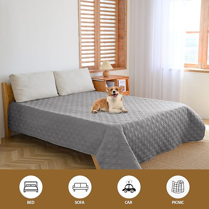 CHHKON Waterproof Dog Bed Covers for Couch Protection Dog Pet Blanket Furniture Protector (82"X120", Grey+Dark Grey) - Image 5