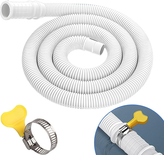Dehumidifier Drain Hose Kit (5.25FT) – Universal PVC Corrugated Drain Hose with Stainless Steel Clamp & Thumb Screw, Leak-Proof Design, Fits Most Dehumidifiers and Portable Washing Machines by Unknown