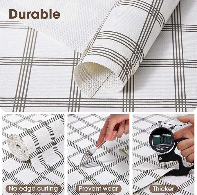 Drawer and Shelf Liner, Non-Slip Kitchen Cabinet Liners Non-Adhesive Thick Strong Grip Waterproof Washable Mats Protect Dresser Shelves Cupboard Bathroom Cabinets, White Stripes, 20 in X 30 FT - Image 6