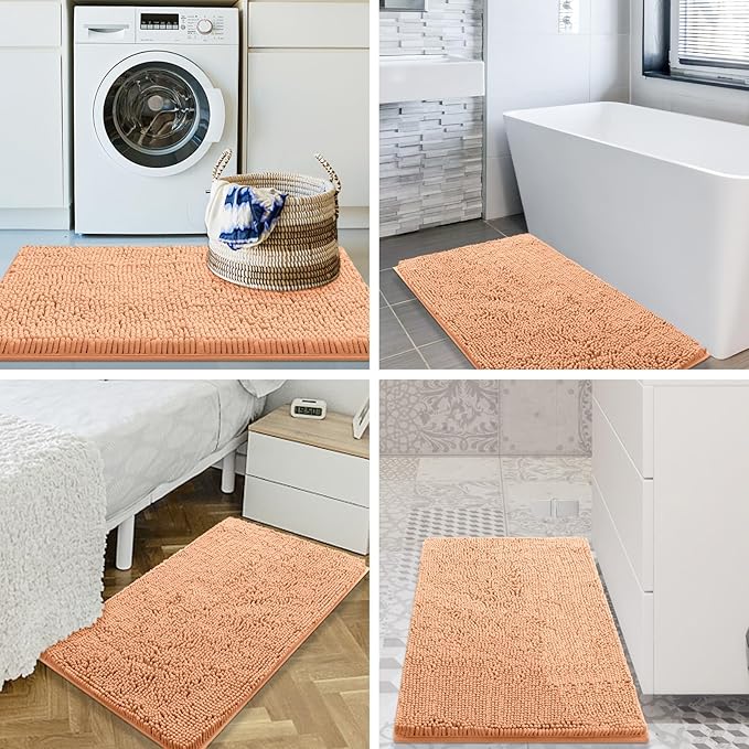 Smiry Luxury Chenille Bathroom Rugs 30x20, Extra Soft and Absorbent Shaggy Bath Mat, Machine Washable, Non-Slip Plush Carpet Runner for Tub, Shower, and Floor, Home Decor Accessories, Lake Blue - Image 8