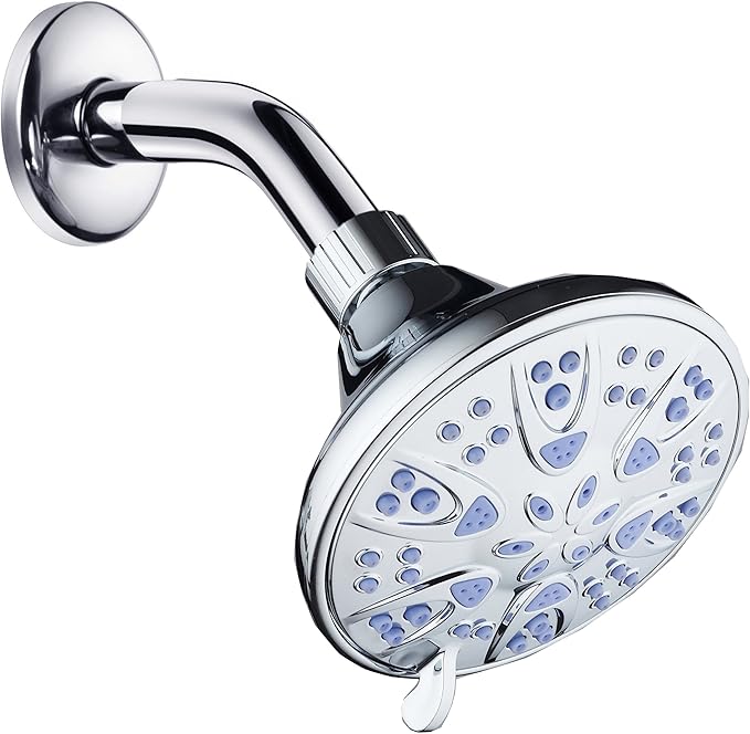 AquaDance Antimicrobial – Anti-Clog High-Pressure 6-Setting Shower Head with Microban Nozzle Protection from Growth of Mold, Mildew & Bacteria for Stronger Shower! 4" Sunset Blue - Image 5